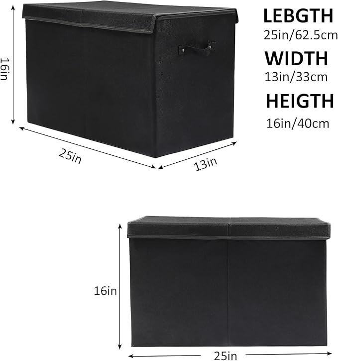 122L Large Toy Box Chest Storage with Lid, Collapsible Kids Toy Storage | Toy Chest with with Removable Divider for Kids, Boys, Girls, Nursery, Living Room, Bedroom, 26"x17" x17" (Linen Black) - Image 4
