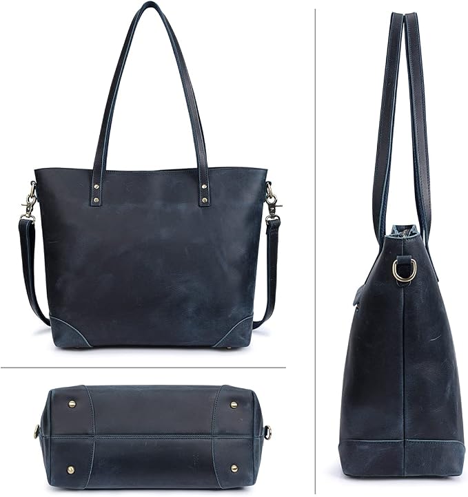 S-ZONE Vintage Genuine Leather Shoulder Bag Work Totes for Women Large | Top Grain Leather, Purse Handbag, Fits Laptop Documents, Luggage Sleeve, Multi Pockets, Work Travel Everyday - Image 7