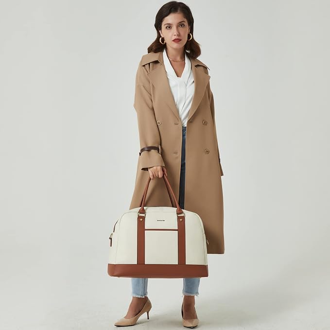BOSTANTEN Weekender Bags for Women Travel Genuine Leather Overnight Bags | Trolley Sleeve, Fits Under-seat, Airline-Friendly Carry-on Size, Pen Slot, Designer, Weekend Getaways, Business Trip - Image 2