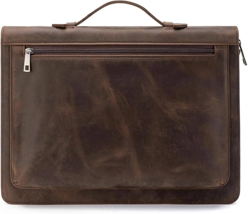 YIWEN Leather Portfolio with Handle, Zippered Front Pocket and Clip by YIWEN