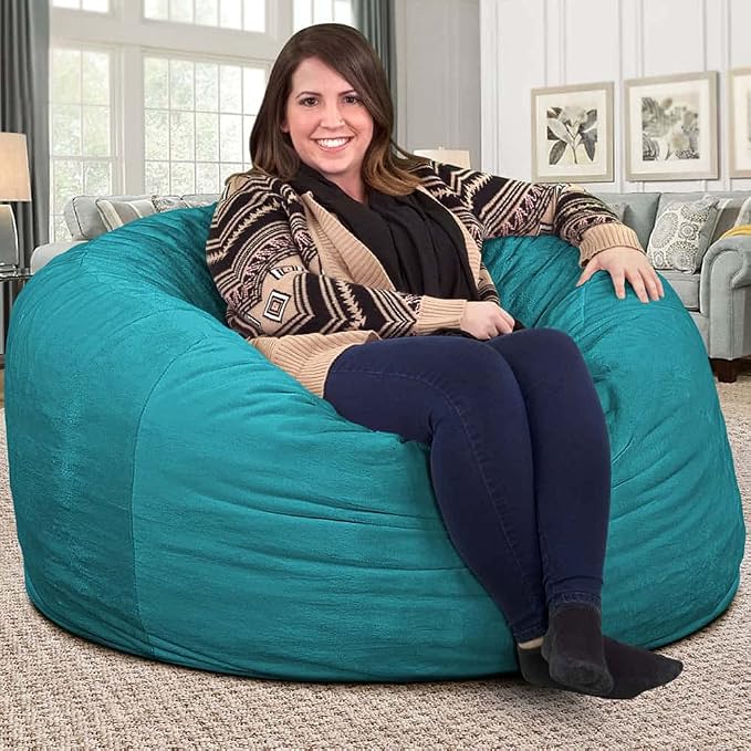 ULTIMATE SACK | 4 Ft Bean Bag Chair Replacement Cover Only | Teal Suede | Removable Washable Cover only - Image 8