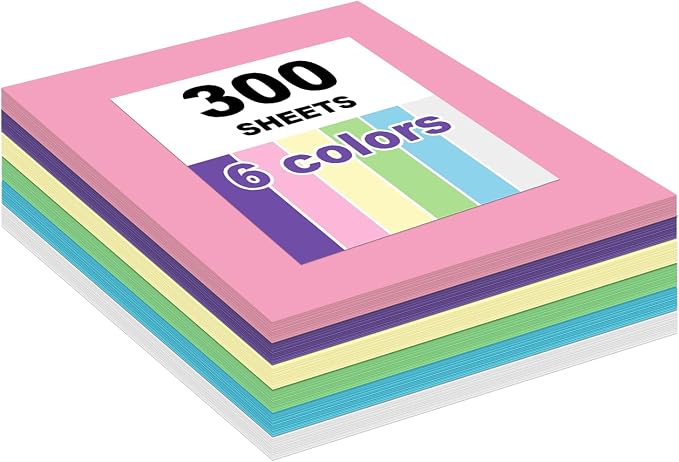 300 Sheets Colored Construction Paper for Art Craft Drawing 12"x 17.3", 80gsm Colored Craft Paper Medium Weight for Arts Party by UDAREIT