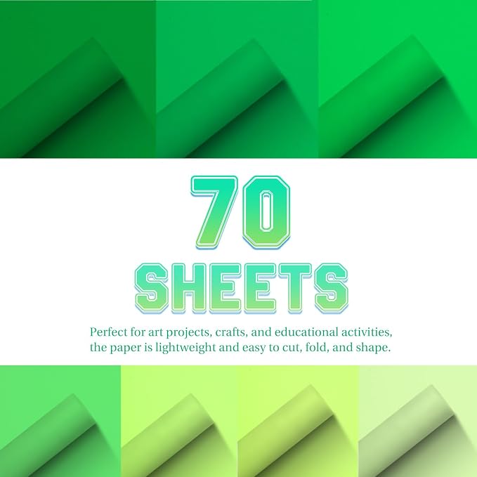 Construction Paper 8.5x11 in,70 Sheets,Set of 7 Colors 178GSM/65LB Heavyweight Construction Paper,Crafts,Arts,School Classroom Art Supplies Assorted Colors Bulk Paper - Image 3