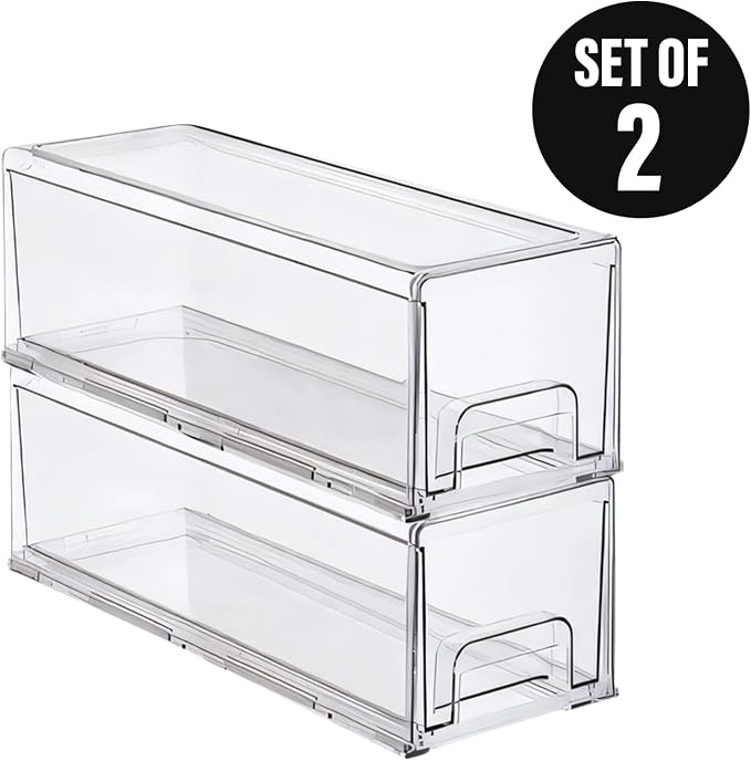 Clear Plastic Stackable Storage Drawers Bins, Perfect for Kitchen Pantry Organization and Storage, Under Sink Organizer, Pull Out Cabinet Organizer, Makeup, Bathroom Storage Containers for Organizing - Image 6