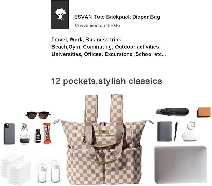 Diaper Tote Bag Totepack Backpack 2 in 1 for Women Multifunctional Large Capacity with Insulated Pockets Travel | Multifunctional - Image 4