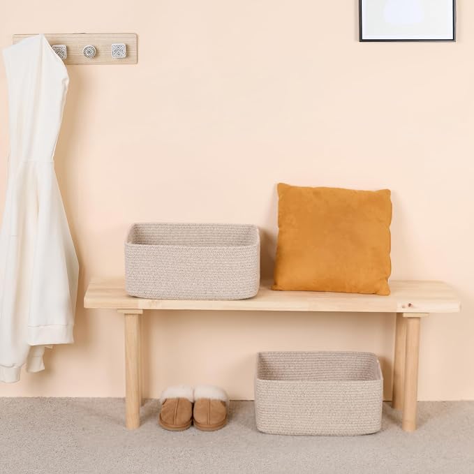 MiniArk Large Storage Baskets for Shelves, 17 x 13 x 7.5” Closet Organizers Bins for Clothes Blanket Towels, Baby Nursery, Toy Baskets Box, Woven Rope Baskets, 2 Packs Mixed Brown - Image 6