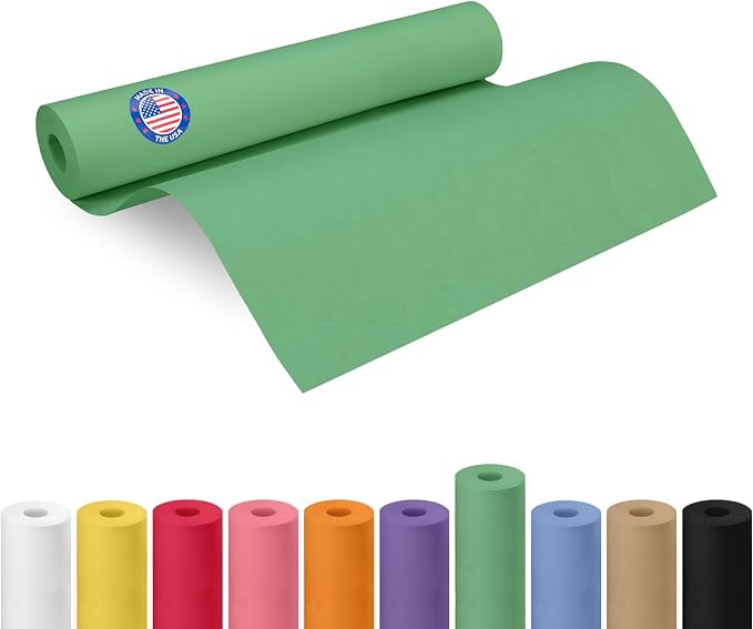 18" x 1200" (100 ft) Green Kraft Paper Roll - USA-Made Quality Craft Paper for Gift Wrapping, Kids' Arts & Crafts, School Projects - Natural Material 50lb Thickness by IDL Packaging by IDLPackaging
