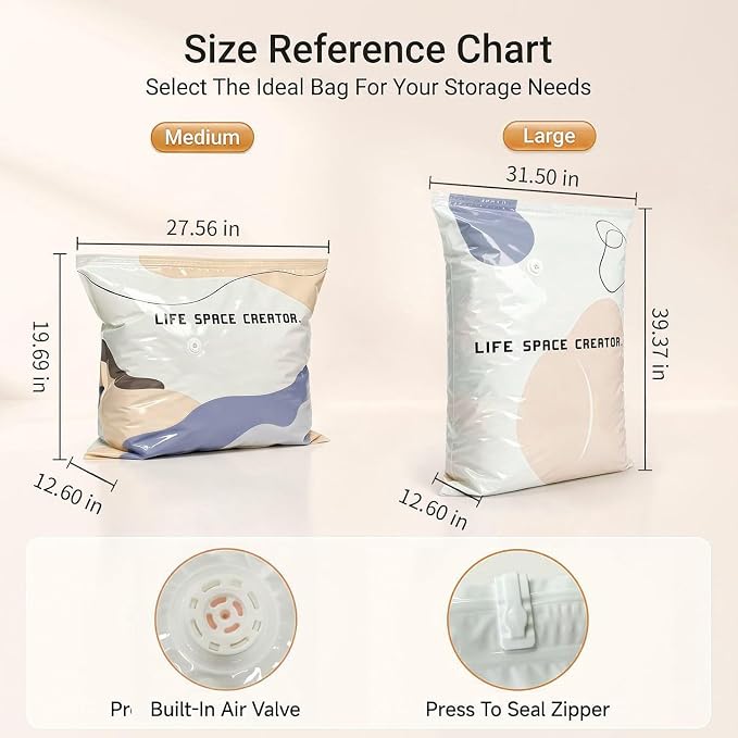 No Pump Vacuum Storage Bags,2026 New No Pump Large Vacuum Storage Compression Bags,Thick and Airtight Reusable Organizer Suitable for Clothes, Blankets, Bedding, Travel, and Closet Storage (5, Medium) - Image 4