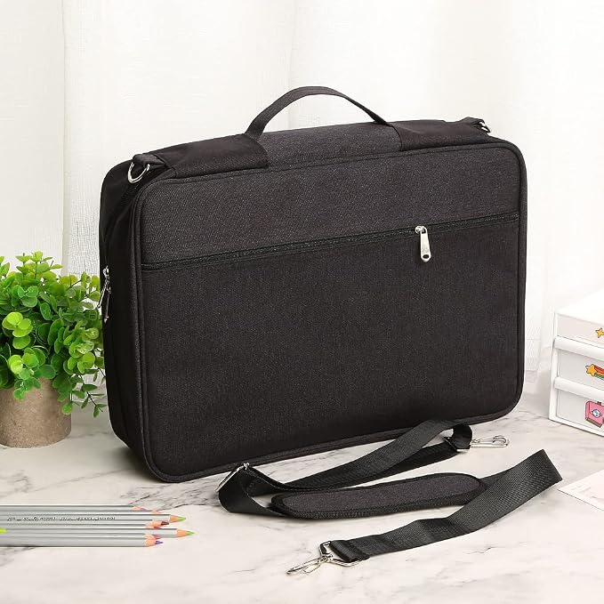 Lbxgap 480 Slots Colored Pencil Case w/Handle & Shoulder Strap | Large MultiLayer Watercolor Pen Bag w/Zipper Front Pocket for 480 Colored Pencils/320 Gel Pens to Artists, Painters - Image 7