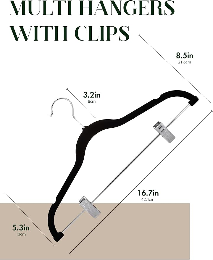 Cozymood Velvet Pants Hangers 36 Packs, Skirt Hangers with Clips - Black | Skirt Hangers with 0-15inch Adjustable Clips, with 360 Swivel Hook for Pants, Skirts, Jeans, Shorts, Outfits, Uniform - Image 9