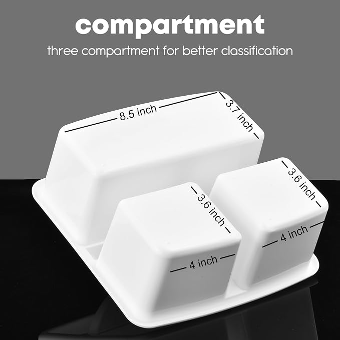 ALINK Plastic Classroom Caddy Organizer with Handle, 6-Pack 3 Compartments, Teacher Supply Storage Caddy for Classroom Organization, Table, Desk, Office, Craft Art for Kids - White - Image 3