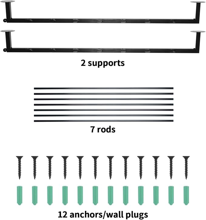 7 Tier Wall Mounted Ribbon Organizer Metal Holder, Black | Holiday/Birthday Gift Wrapping Organizer Storage, Ribbon Storage Rack for Craft Cake Shop Flower Store, Tie Scarf Rack - Image 8