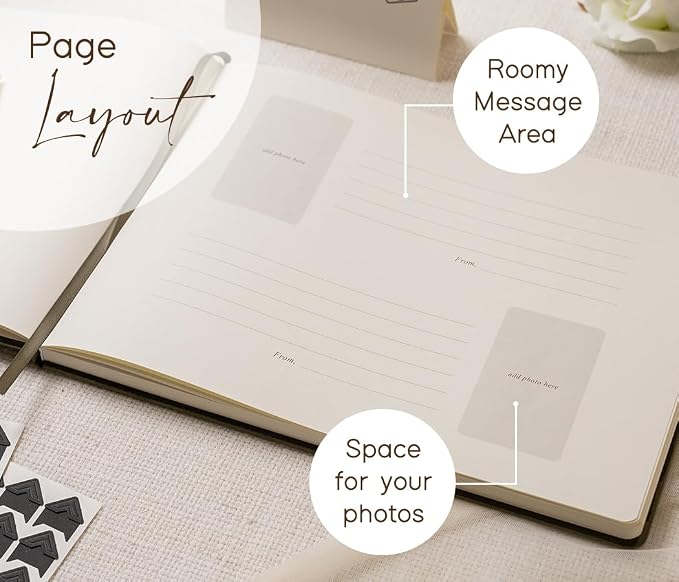 Velvet Photo Guest Book Set (Olive) - Photo Corner Stickers, Gold Pen, Sign | Green A4 Hardcover 11.5 x 8.5 Memory Book | Our Guestbook | Engagement Bridal Shower Wedding Ceremony Reception Keepsake - Image 3
