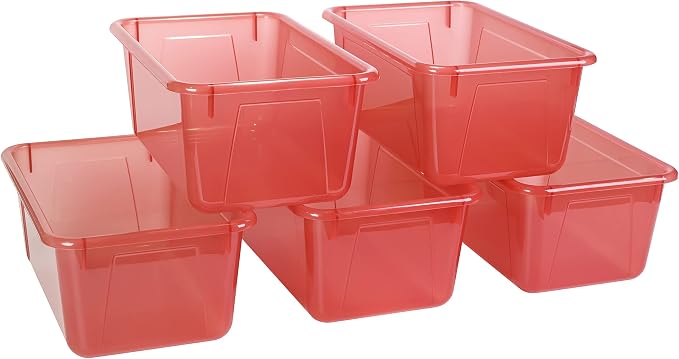Storex Small Cubby Bin, 12.2 x 7.8 x 5.1 Inches, Candy Red, (62475U05C) (Pack of 5) by Storex