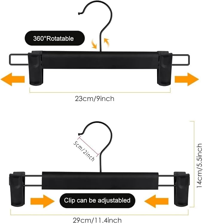 NORTHERN BROTHERS Pants Hangers, Black 50 Pack with Clips for Pants, Skirts, and Shorts - Plastic Bulk Hangers - Image 2