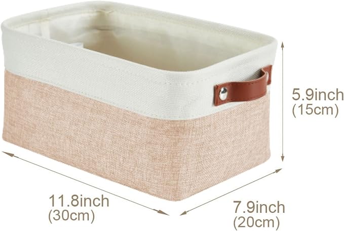 DECOMOMO Small Storage Basket, Closet Storage Bins | 6 Pack Baskets for Organizing Shelves, Decorative Linen Closet Baskets (Beige & White) - Image 6