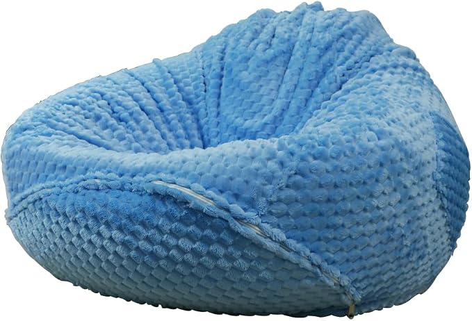 Soft Bean Bag Chair Cover No Filler Sofa Cover Storage Washable Bean Bag Cover Organizing Children Plush Toys for Living Room Bedroom (Sky Blue, 5 feet-47.3"*47.3"*31.5") by Huamengoo