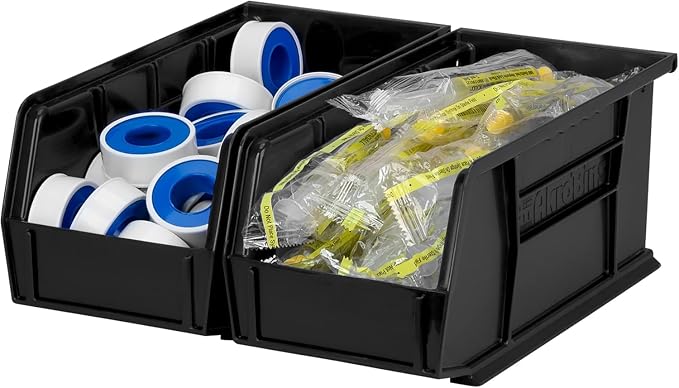 Akro-Mils 30230 AkroBins Plastic Storage Bins, 11"x5"x5", Black, 12-Pack | Space-Saving Stackable Bins for Garage, Pantry, Craft Organization - Image 12