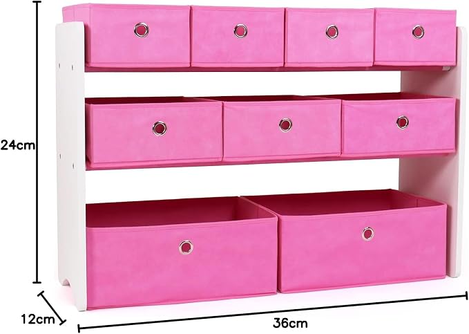 Humble Crew Kids Toy Organizer with 9 Fabric Bins, 3 Tier Storage Shelf | Sturdy wood and steel toddler frame, collapsible containers, wall anchor anti-tip safety kit for playroom, bedroom, classroom - Image 8