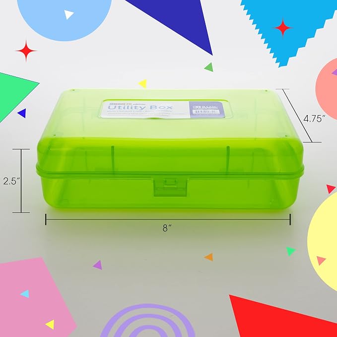 BAZIC PRODUCTS Bright Color Multipurpose Pencil Box, Stackable, 4-Set | snap-latch lid for pens, tools, crafts, supplies - Image 3