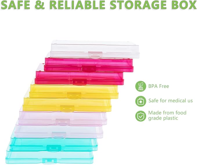 Photo Storage Box 5" x 7", 18 Inner Extra Large Photo Organizer Container, Plastic Craft Storage Box with Handle for Cards, Sticker, Seed, Scrapbooking, Craft, Classroom Supplies - Image 4