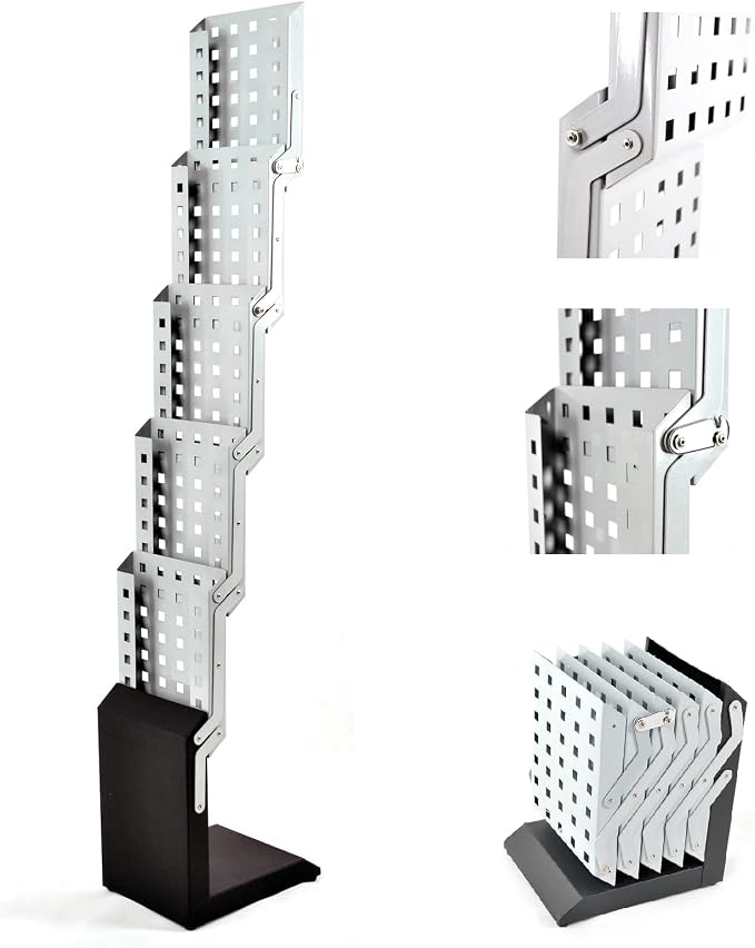 Foldable Magazine Rack Heavy Duty Catalog Literature Brochure Rack Brochure Display Stand Aluminum Portable 5 Pockets for Trade Show Exhibitions Office Retail Store by Displayfactory