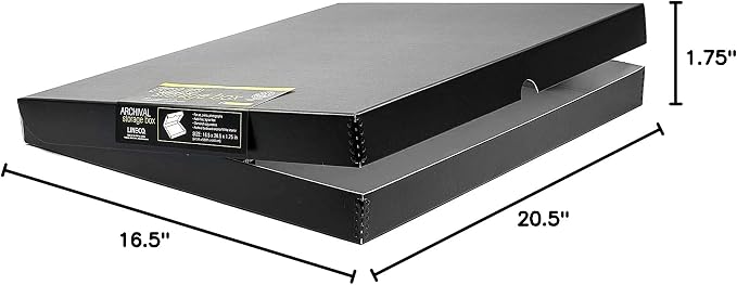 Lineco 16x20 Black Clamshell Archival Folio Storage Box, 1.75" Deep | Acid-Free with Metal Edge. Preserves Picture Longevity, Organize Photos or Documents, Crafts, DIY - Image 7