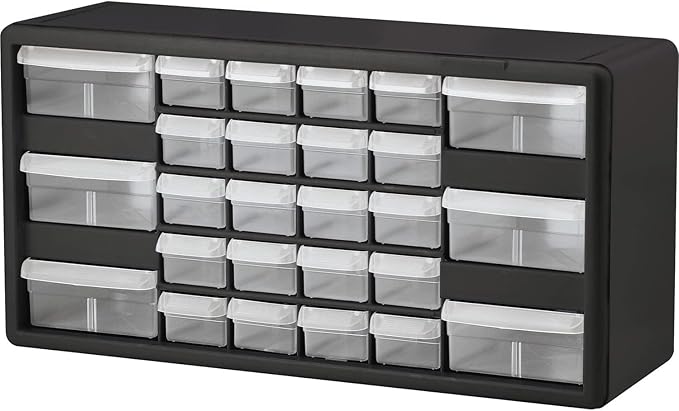 Akro-Mils 26-Drawer Plastic Storage Cabinet, 20"W x 6"D x 10"H, Black by Akro-Mils