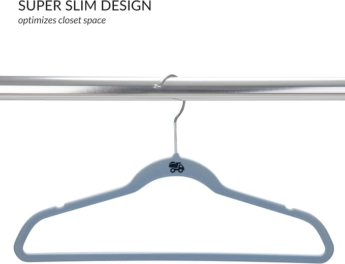 Simplify 25 Pack Kids Velvet Hangers | Slim | Non-Slip Design | Space Saving | Childrens Clothes | Shirts | Pants | Dresses | Baby Nursery | Closet Storage & Organization | Light Blue - Image 3