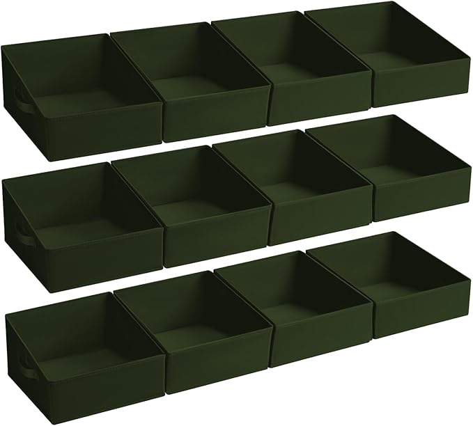 DIMJ Closet Storage Bins 12 Pack - Fabric Storage Baskets for Shelves, Collapsible Clothes Organizer with Handles, Trapezoid Shelf Organization Storage Cubes for Purse, Toys, Books, Towel, Clothes by DiMJ