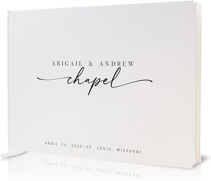 Personalized Guest Book - 11.5" x 8.5" Custom Bride & Groom Names with Bookmark and Hard Cover 140 GSM Blank Pages, for Weddings Guest Book, Engagements, Birthdays, Special Events, Eggshell by ModernAlbumDesigns