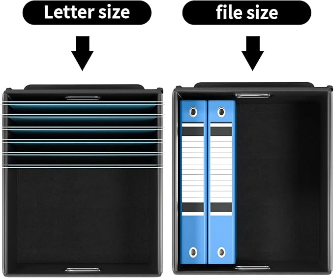 File Organizer Box with Lids, Collapsible File Folder Organizer | File Box with Plastic Slides for Office Document Storage, Filing Bin for Letter Size Hanging File Folders (4 Pack, Black) - Image 4