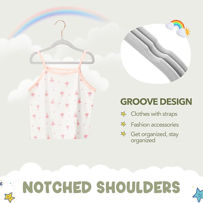HOUSE DAY Velvet Baby Hangers for Closet, Kids Hangers Velvet 60 Pack, Non Slip Toddler Hanger 11.8 Inch, Durable Childrens Hanger for Newborn Baby Clothes- Gray | Gray Non Slip Toddler Hanger 11.8 Inch, Durable Childrens Hanger for Newborn Baby Clothe... - Image 6