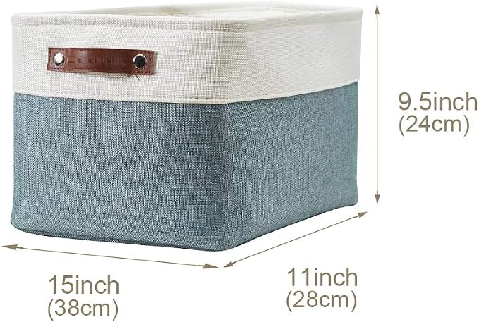 DECOMOMO Storage Bins, Large Fabric Storage Baskets for Shelves 4 Pack | 15 x 11 x 9.5 inches Decorative Linen Closet Organizers (Green & White) - Image 5