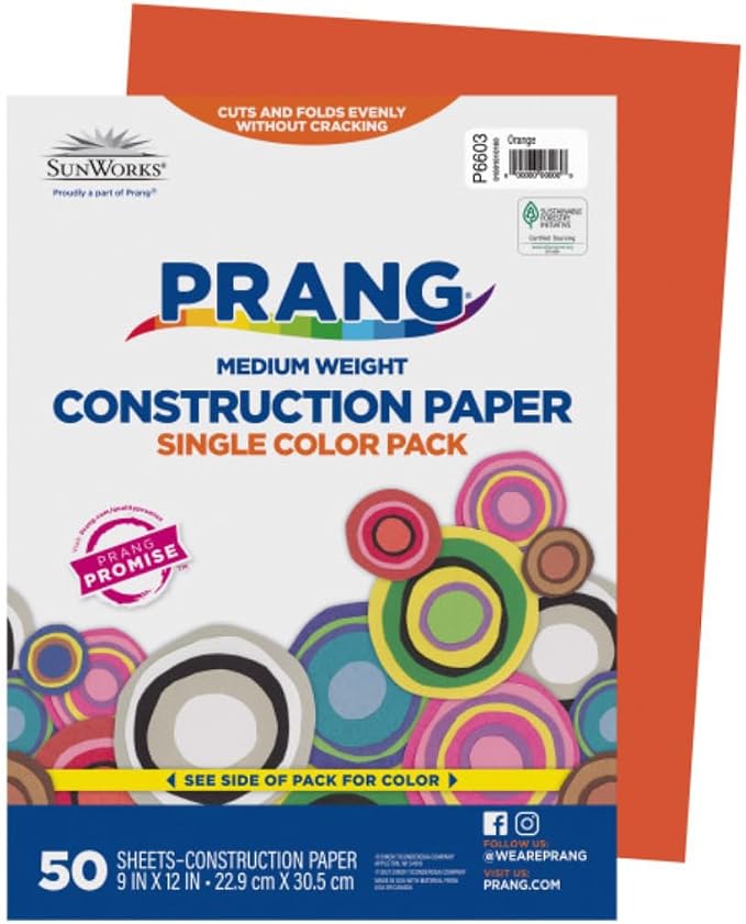 Prang Construction Paper, 9" x 12", Orange, 50/Pack, 50 Packs | Formerly SunWorks, Class Pack, 2500 Sheets Total, P6603 - Image 3