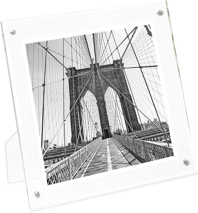 Isaac Jacobs 5x5 Clear Acrylic Magnetic Picture Frame with Two-Way Easel | Plain Acrylic Picture Frame, Magnetic Photo Frame, Made for Tabletop Display by IsaacJacobs