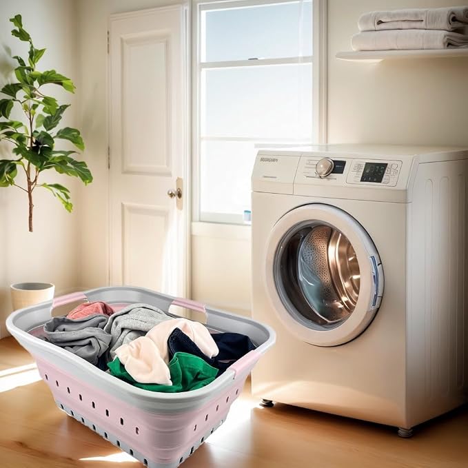 SAMMART 42L(11 gallons) Collapsible Plastic Laundry Basket - Foldable Pop Up Storage Container/Organizer - Portable Laundry Hamper- Space Saving Outdoor - Image 4