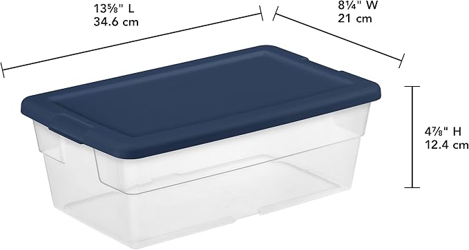 Sterilite Stackable 6 Quart Clear Home Storage Box with Handles and Blue Lid for Efficient, Space Saving Household Storage and Organization (30 Pack) - Image 2