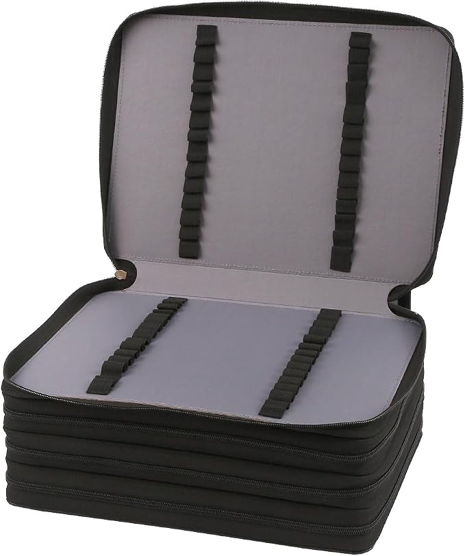 Marker Pen Organizer Case 224 Slots w/Handle & Shoulder Strap | 4-Layer Zipped Pencil Pouch PU Leather w/Open Front pocket for Gel Pen Markers to Artists, Painters - Image 4