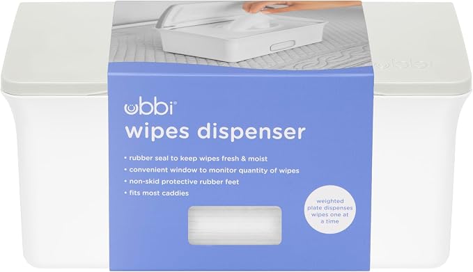 Ubbi Baby Wipes Dispenser with Weighted Plate, Oat | Rubber Seal Keeps Wipes Fresh, Non-Skid Feet, Holds Standard Pack of Wipes, Baby Changing Station Essential - Image 8