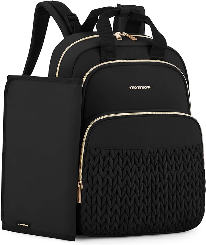 mommore Diaper Bag Backpack, Large Travel Baby Bag for Daily Essentials | Stylish Diaper Backpack for Toddler, Insulated Pockets, Changing Pad & Stroller Straps for Outdoor Trip by mommore