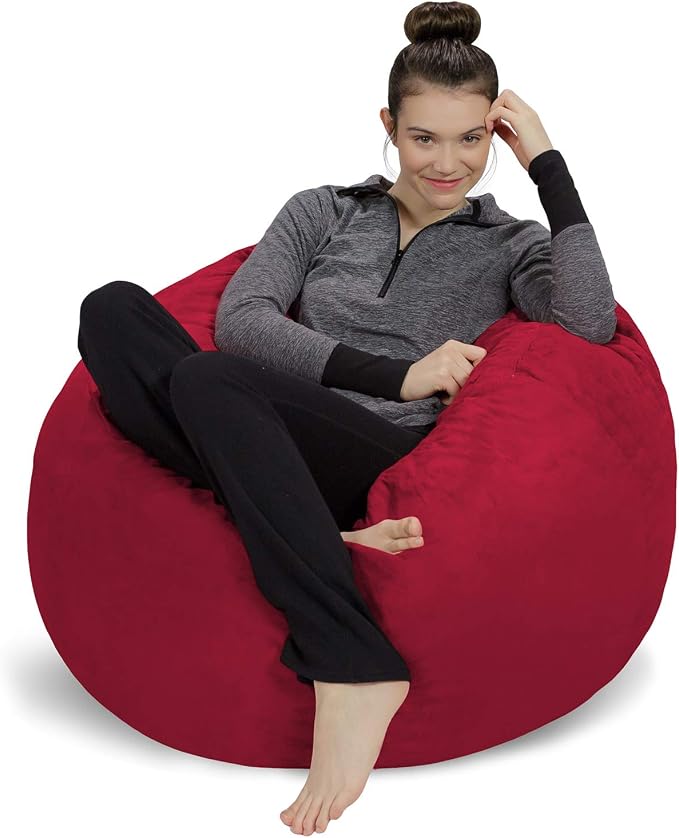Sofa Sack Bean Bag Chair - Plush, Ultra Soft - Memory Foam Bean Bag Chair with Microsuede Cover - Stuffed Foam Filled Furniture and Accessories for Dorm Room 3 Feet - Cinnabar by SofaSack