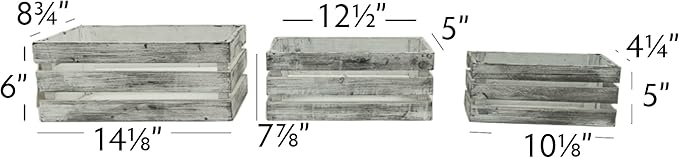 Simple Elements Rustic Farmhouse Wood Crates– Distressed Decorative Wood Storage Containers for Home Décor, Event Décor, Party supply and More – Set of 3 - White - Image 2
