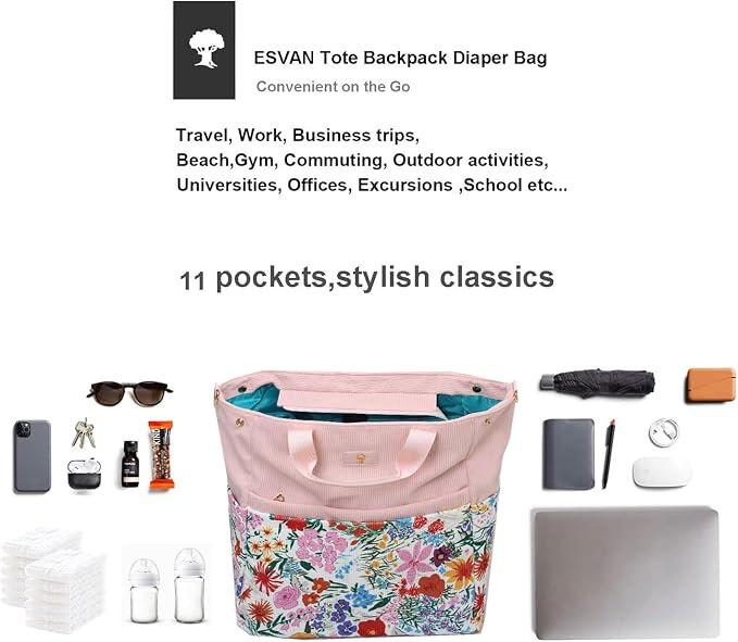 Diaper Tote Bag Totepack Backpack Crossbody Bag 3 in 1 for Women Laptop Backpack Multifunctional with Insulated Pockets - Image 5
