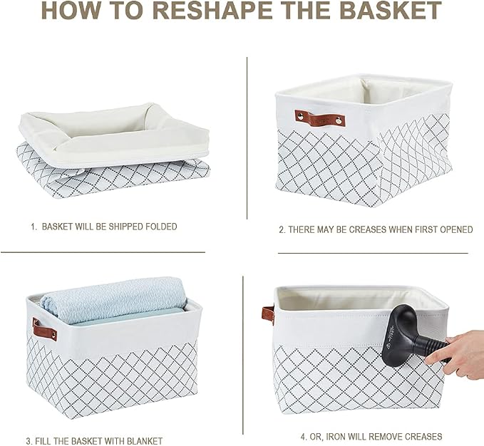 DECOMOMO Storage Bins, Large Fabric Storage Baskets for Shelves 3 Pack | 15 x 11 x 9.5 inches Decorative Linen Closet Organizers with Handles (Checkered White) - Image 5