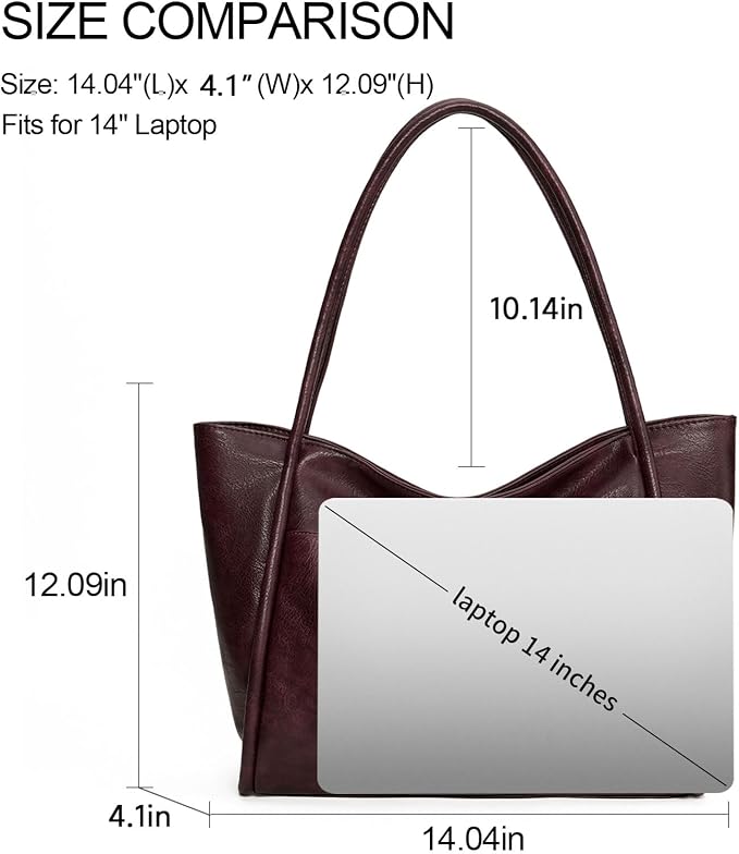 GAEKEAO Tote Bag for Women Vegan Leather Zipper Shoulder Bags Travel Purses | Large Capacity Purse Handbags, Inner Pocket with Key Clip, Fits 14" Laptop, for Casual Work Dating Commute Daily Weekender - Image 3
