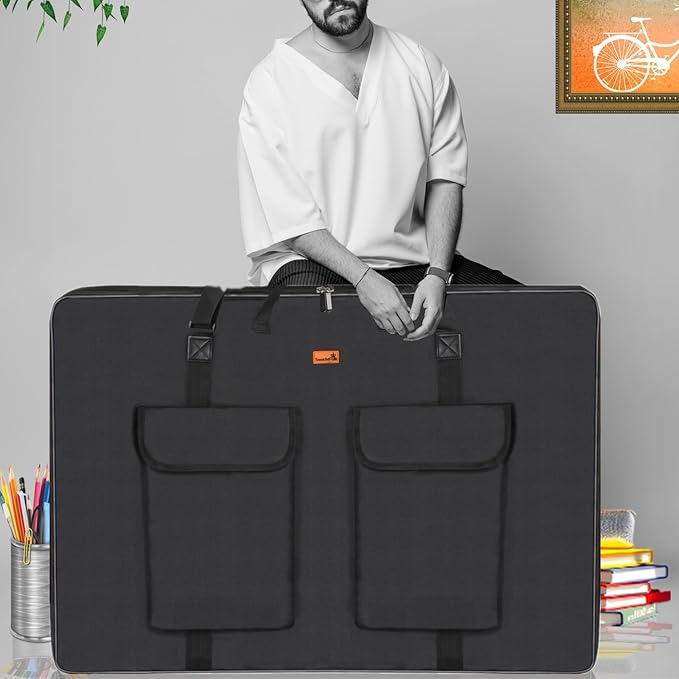 TreochtFUN Hard Side Art Portfolio Bag 24 X 36, Upgrade With Metal Frame | Heavy Duty Art Carrying Rigid Case,Sturdy Fabric For Artwork, Advertising,Canvas,Boards,Screen Monitors & Displays (Black) - Image 2