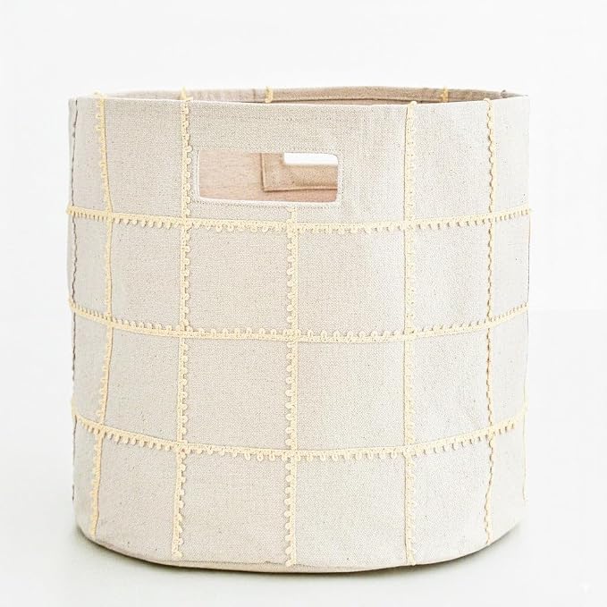 Storage Bins for Kids Nursery Bin Organizer (13"x12") Laundry Basket for Closet, Decorative Floor Storage Basket Canvas Fabric Storage Basket (Mesh - Oat) by MakemakeOrganics
