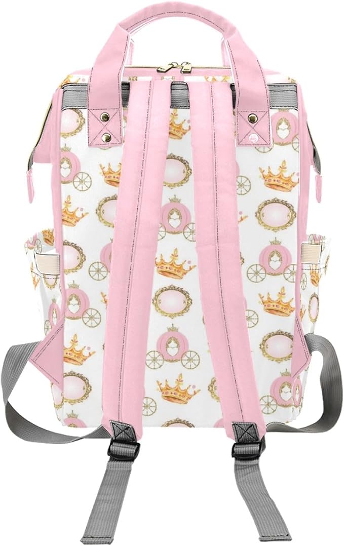 Custom Diaper Bag Backpack with Name Personalized Princess Crown Nappy Bag for Mommy Mother's Day Gift Customized Adjustable Shoulders Nursing Bag Daypack - Image 4