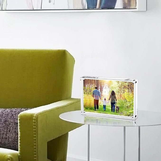 Boxalls 5x7 Inches Acrylic Picture Frame, Double Sided Clear Frameless Photo Frames with Magnetic Desktop Transparent - Image 5